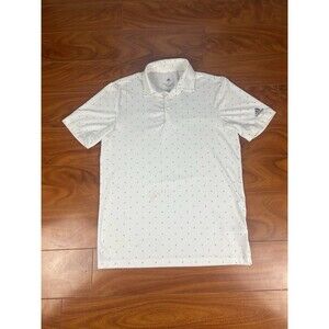 Adidas Polo Shirt Men's Small White Geometric Palm Trees Golf Primegreen
